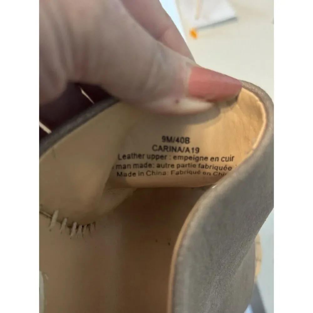 KARL LAGERFELD Women's Carina Slip on Espadrille Wedge Sandal Gold Sz M Designer